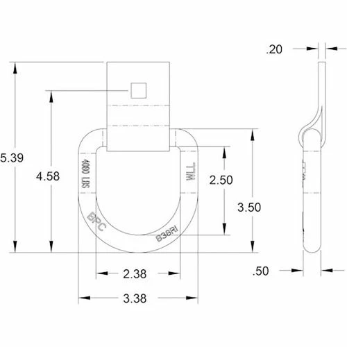 Buyers Products B38S Bolt-On Forged 1/2" D-Ring with Integral Bracket - Black - Image 2