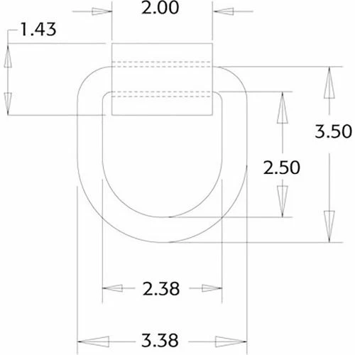 Buyers Products B38 Bolt-On Forged 1/2" D-Ring - Gray - Image 2