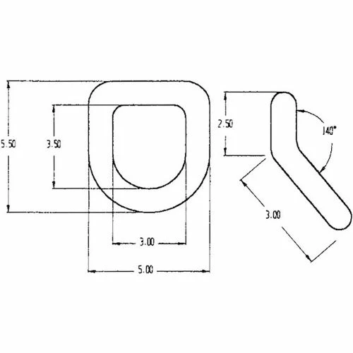 Buyers Products B5055 Weld-On Forged 1" D-Ring with 55° Angle - Gray - Image 2