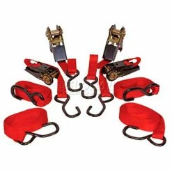 K-Tool International K-Tool 73870 900 Lb. Cap. Cargo Control Ratchet Tie Down Strap 15' x 1" PVC Coated Hooks - 4 Pack