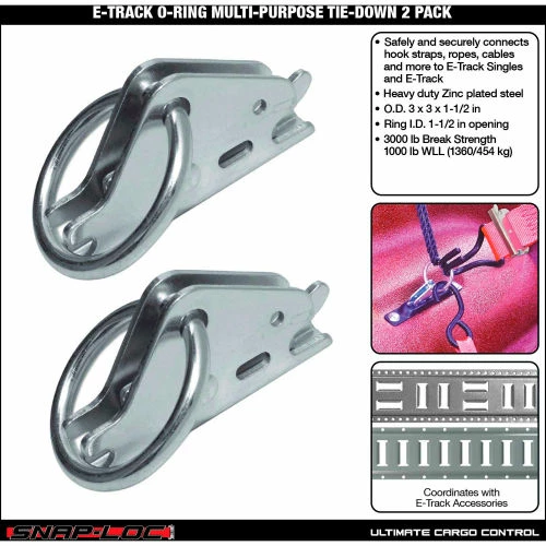 Snap-Loc E-Track O-Ring Multi-Purpose Tie-Down, 2/Pack - Image 2