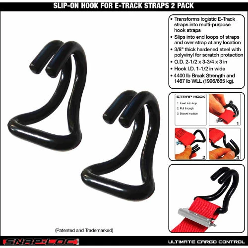 Snap-Loc E-Track Strap Slip-On Hook Adapter, 2/Pack - Image 3