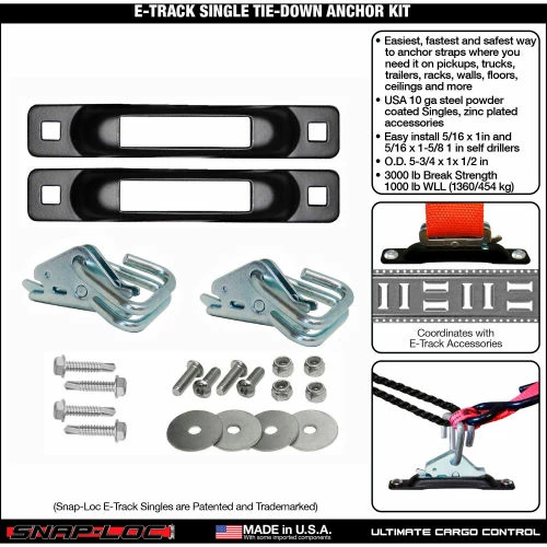 Snap-Loc E-Track Single Tie-Down Anchor Kit - Image 2