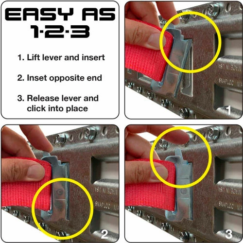 Snap-Loc E-Track Ratchet Strap Tie-Down, 2" x 16', 4400 Lb. Cap. - Image 3