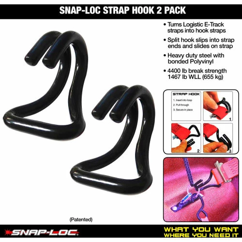 Snap-Loc E-Track Strap Slip-On Hook Adapter, 2/Pack - Image 2